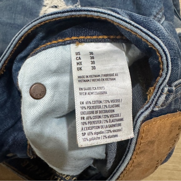 American Eagle Outfitters Men's Ripped Blue Jean Shorts - Picture 3 of 4